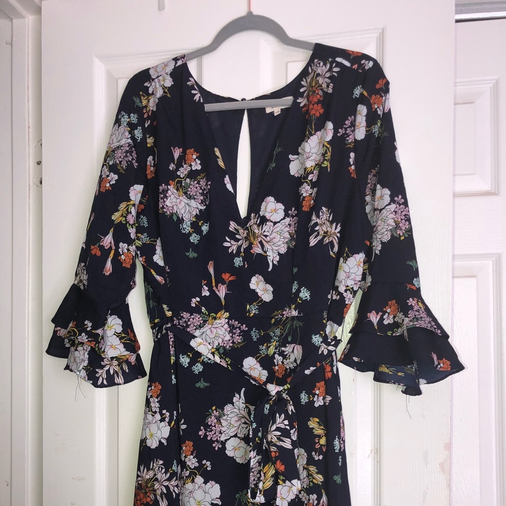Knee-length dress.